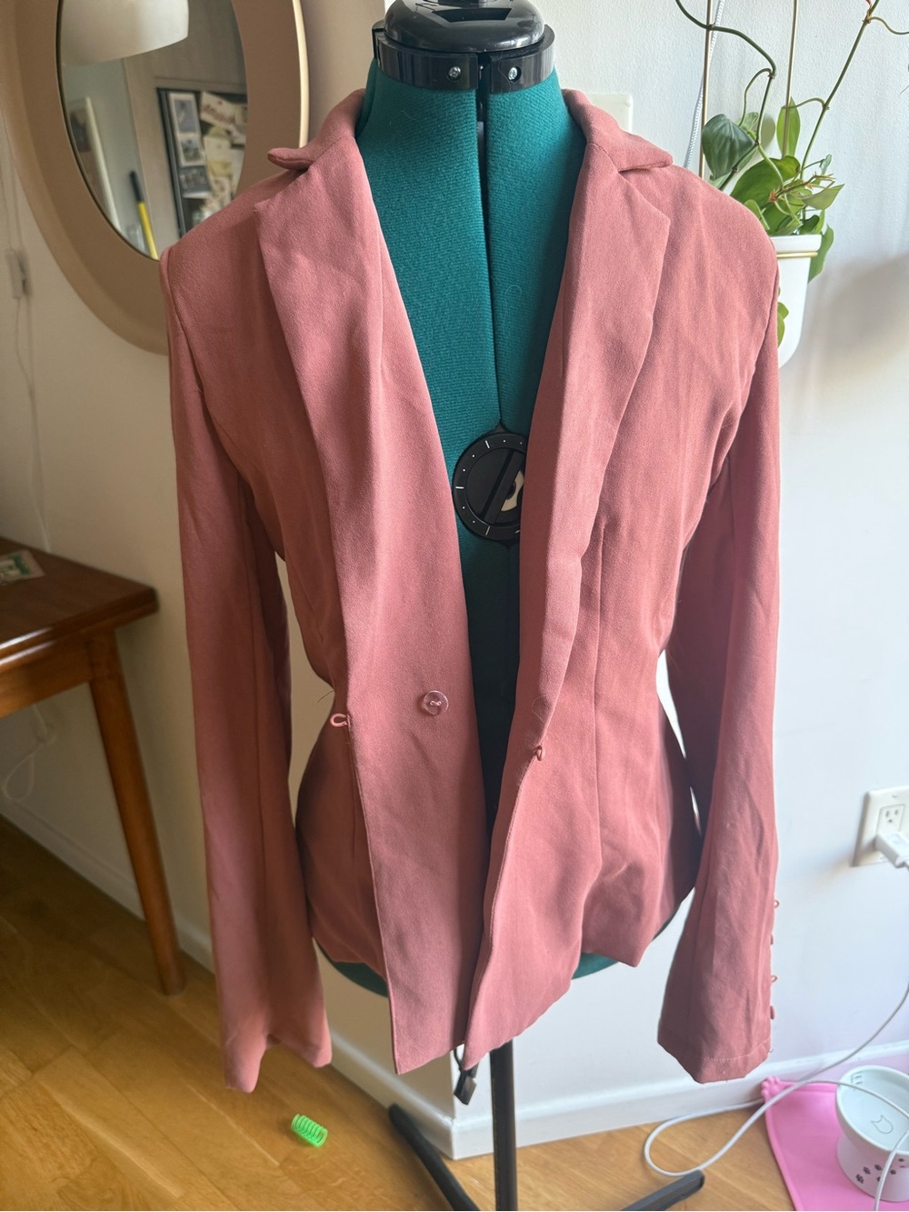 Women's Blush Pink Open-Front Blazer Jacket